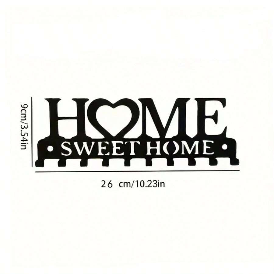 1pc Black Key Holder Wall Mounted Storage Rack, Metal Art Decorative Hook For Coats, Hats, Entrance Hallway