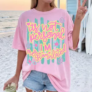 Comfort Colors Overstimulated T Shirt, Colorful Stripe Tshirt, Preppy Girly T-shirt, Spring Summer Funny Trendy Graphic Tee Gift