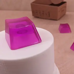 ResinKeyWorks Violet Blank 1U Accent Keycaps, Transparent Hand Polished Resin OEM Caps with MX stems