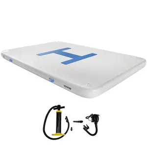 AquaRise 13'x6.5'x6' Inflatable Dock Platform - Premium Floating Oasis for 8-10 People, Includes Electric Air Pump & Hand Pump, Ideal for Pool, Beach, Ocean, and Lake Fun  D