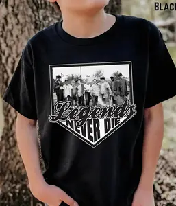 Legends Never Die Youth T-Shirt – Retro Sandlot Baseball Movie Smalls Graphic Tee for Boys and Girls