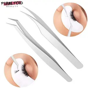 High Quality Silver Color Stainless Steel Precision Cosmetic Tweezers for Eyebrow and Ingrown Hair Removal, Super Sharp with Fine Tip for Blackhead Extraction