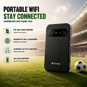 【ECOVOX】WIFI-6 4G LTE Portable WiFi Hotspot – Pay-As-You-Go Wireless Internet, No SIM Card or Contract Needed, Auto Network Switching, Connect Up to 9 Devices, Free 1GB Local Data for Travel, Camping & Outdoor Use