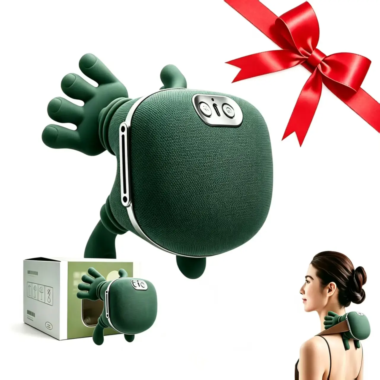 Heated Shiatsu Neck & Shoulder Massager with Display, Cordless Deep Kneading Massage Pillow, 3 Massage Modes & 2 Heat Levels for Neck, Back, Shoulders & Legs, Portable Pain Relief
