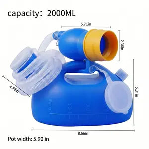 2000ML Upgraded Unisex Portable Urinal with 62.99 Inch Extendable Catheter Tube - Thick Odor-Proof Large Capacity Night Urinal, Elderly & Children Bedside Commode, Easy Night Use