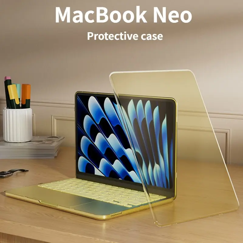 MacBook Neo Scratch-Resistant Case (Model Neo-A3404 A18 Pro) is available in four colors: Pink, Indigo, Citrus Yellow, and Crystal Clear. Neo Laptop Case Laptop Casing Scratch Resistant Cover