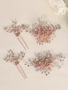 Elegant Rose Flower Hair Accessories Set for Women, Fashionable Wedding Bridal Party Clips, Stylish Hairpins for Special Occasions