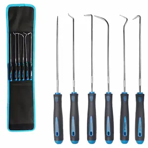 D ProTool Hub 6-piece long hook kit for automotive and electronic tools, including precision scraper pads, scraping soft tube removal hooks
