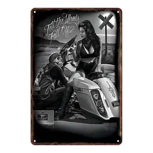 [Vintage Retro Motorcycle Sign]  Vintage Retro Motorcycle Tin Sign - High-Quality HD Print, Weatherproof, Pre-Drilled for Easy Hanging - Ideal for Home Bar Garage Decor, Unique Gift Idea