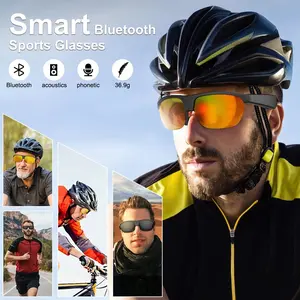 Polarized Sports Smart Glasses with Open Ears 5.3, Charging & Noise Cancellation for Outdoor Cycling