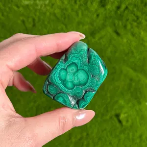 Malachite Freeform, Malachite Palm Stone, Crystal Palm, Crystal Display Polished Malachite