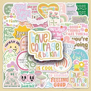 Motivational English Slogan Pattern Sticker, 50pcs/set Creative Cartoon Sticker, Funny Stickers DIY Decorative Sticker for Scrapbooking, Journaling, Gift Wrapping Sticker Packs