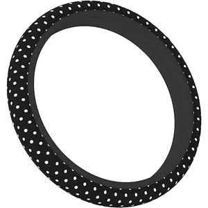 Black and White Polka Dot Steering Wheel Covers Non Slip Neoprene Steering Wheel Protector Universal 15 inch for Women Men leather car fit auto