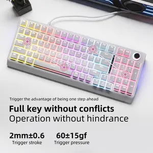KL98 98-Key Hot Swap Mechanical Keyboard with RGB Side Light & Volume Knob, Linear Red Switch for Gaming/Office