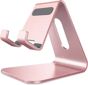 Cell Phone Stand, Cradle, Holder, Aluminum Desktop Stand Compatible with Switch, All Smart Phone, iPhone 15 14 13 12 Pro Max Plus Mini Xr X Se 8 SE -Rose Gold Smartphone Alloy Protection Cellphone Cellphone