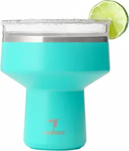REDUCE Saltini 16 oz Cocktail Tumbler - Insulated Margarita Tumbler with Lid - Keeps Drinks Cold for 10 Hours - 360 Sippable Martini Glass Alternative - Shatterproof, Perfect for Parties-Ocean Breeze