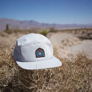 Grey Desert Spins Hat - Grey 5 panel with Logo, Adjustable Fit, Classic Design, Ideal for Outdoor Activities
