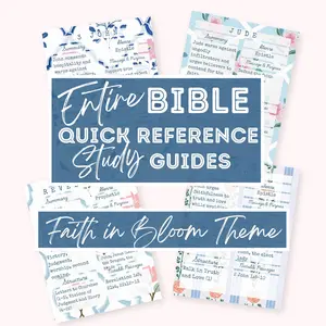 66 Books of the Bible Summary Tip-In Sheets (Printed) | Faith in Bloom Collection | Aesthetic Bible Study Inserts