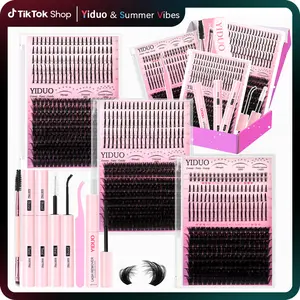 YIDUO Lash Clusters Kit with Spikes Bottom Lashes Extensions 816Pcs Bulk Packs with 2X Bond&Seal Wispy Individual Fake Eyelash Kit Wholesale Large Pack for Beginners Gift Choice
