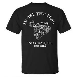 Hoist The Flag Tactical Military T-Shirt for Men Skull NVG Helmet Graphic Tee Combat Style Shirt Tactical Lifestyle Apparel Gift for Veterans and Military Fans