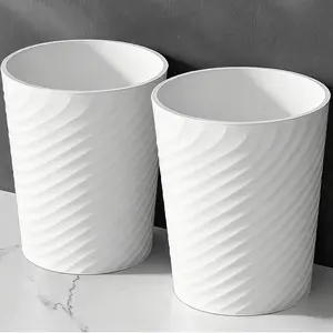Bathroom Trash Can 1.8 Gallon Small Waste Basket Garbage Can for Dorm Kitchen Toilet Office Bedroom 2 Pack White