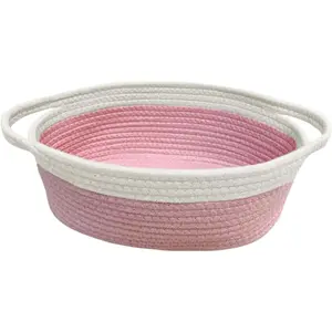 & White Woven  Basket - 13" x 8" x 5"  Rope Organizing Baskets for  Items or  &  Toys - Cute Soft  Storage Bin w/Handles