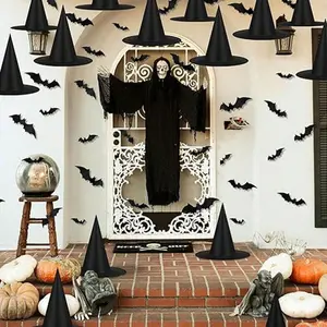 24/1 PCS-Halloween Witch Hat Costume Accessories, Party Decorations, Bat Stickers, 3D Bat Wall Decals, Festive Carnival Hats
