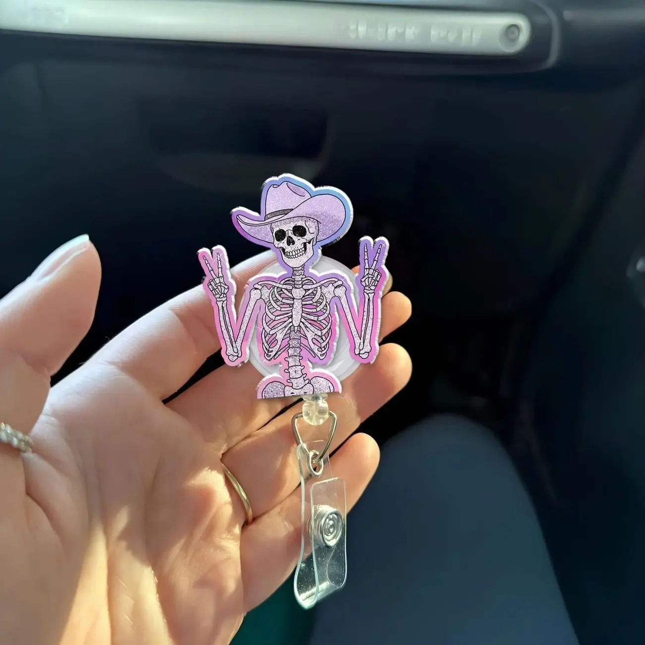 Skeleton Cowboy Badge Reel: Funny RN ID Holder