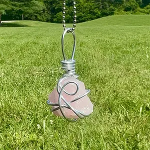 Raw Rose Quartz Chunk with Silver Colored Wire