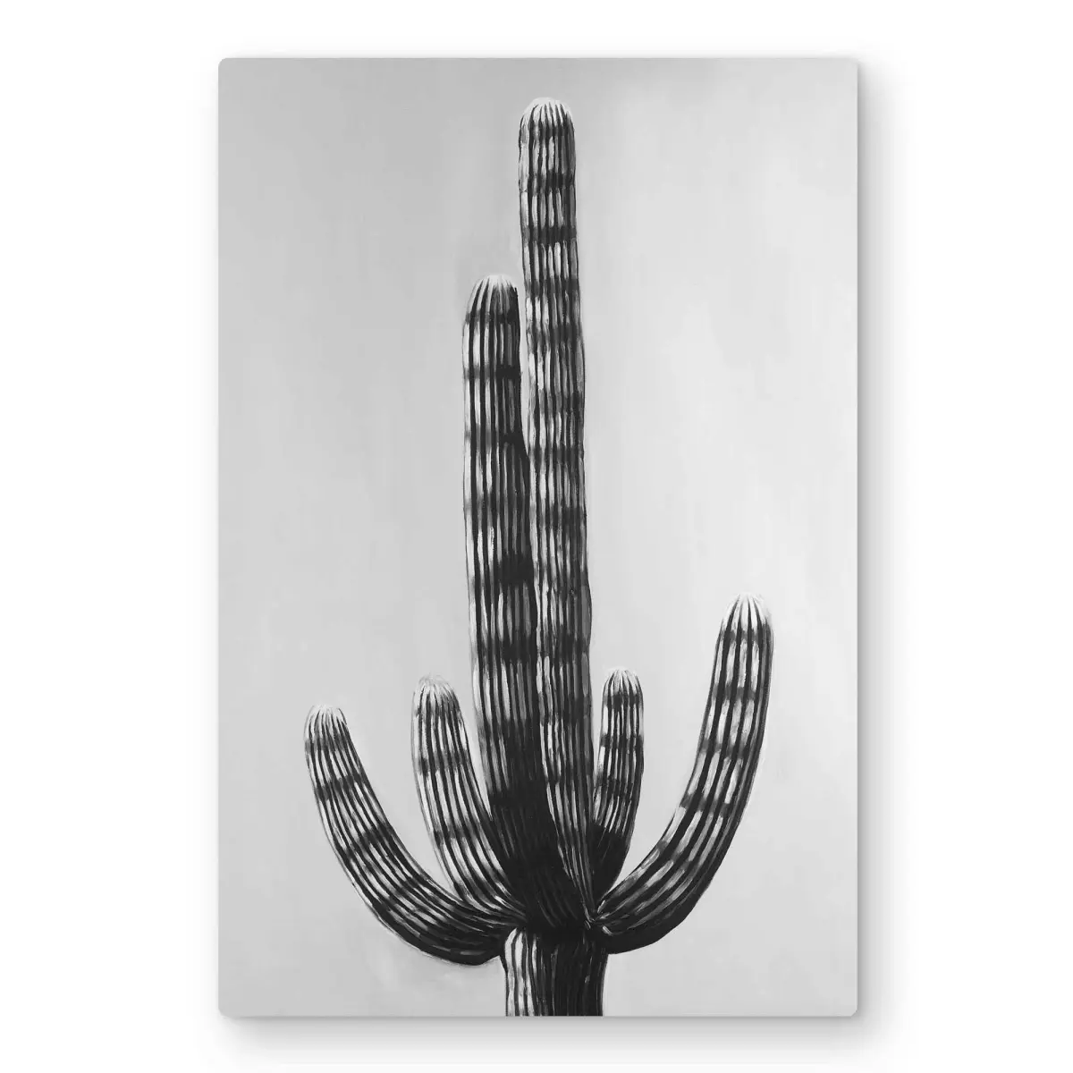 Begin Home Decor C1MP2030BSTKA0 20 x 30 in. Cactus - Scandinavian Gray Metal Print Wall Art for Home Decor