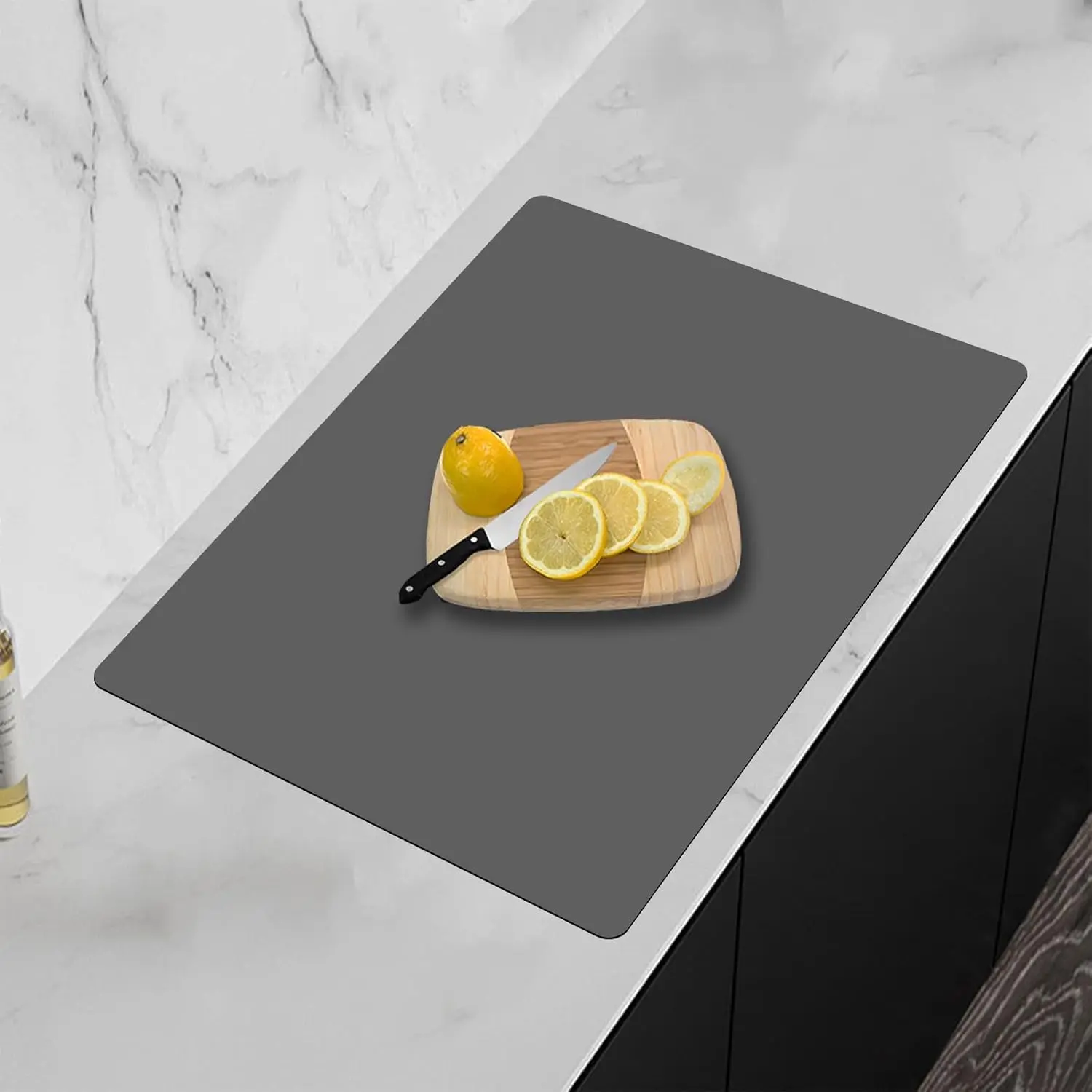 Synthetic Rectangular Tableware Placemat, 23.6in x15.7in 1.2mm Thick Non-Slip Heat-Resistant Reusable Kitchen Counter Protector for Cooking Prep & Crafting Projects, Easily Cut Dishwasher Safe (Dark Gray), Paintings