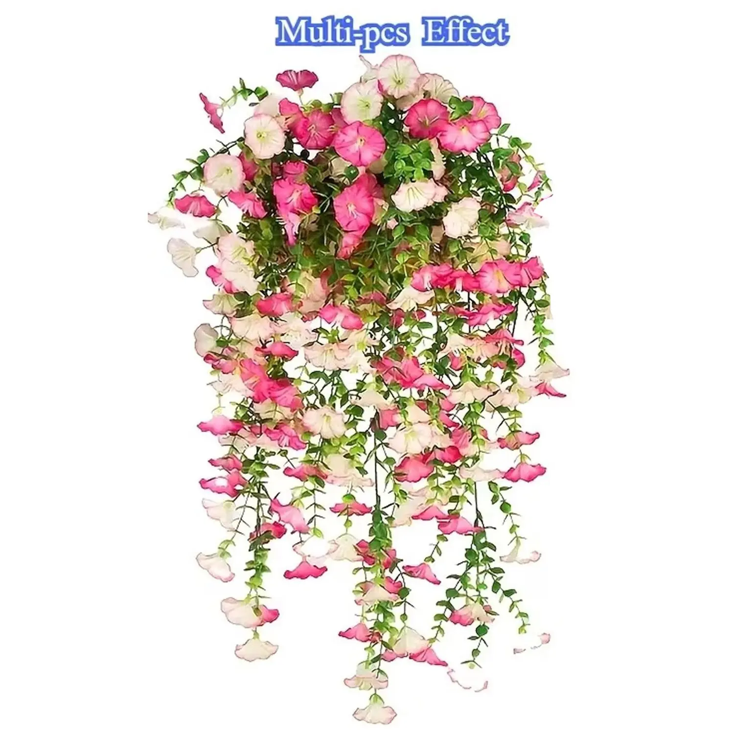 4 pieces of artificial hanging violets and eucalyptus flowers - UV resistant, rainproof, orange flowers with green leaves, suitable for indoor/outdoor decoration, weddings, porches, gardens, plastic flowers, Floral decoration