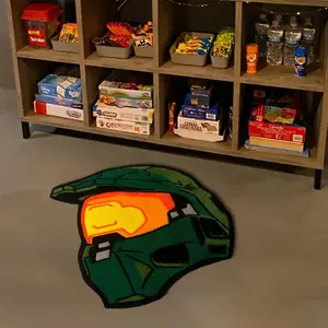 Creative Helmet Design Carpet, Hip Hop Street Style Rug, Soft Shaggy Rug, Soft Comfortable Plush Foot Pad, Suitable for Living Room Bedroom Bedside