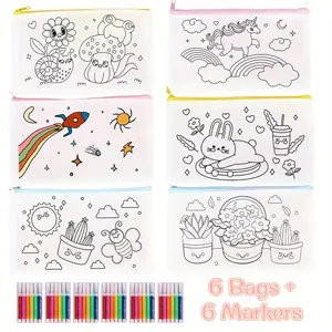 DIY Coloring Pen, Pencil and Marker Box Includes 6 sets of colored pencils + 6 random color pencil cases Adorable & stylish prints Cute & practical, enhances hands on creativity Perfect as a gift for Thanksgiving, and Christmas