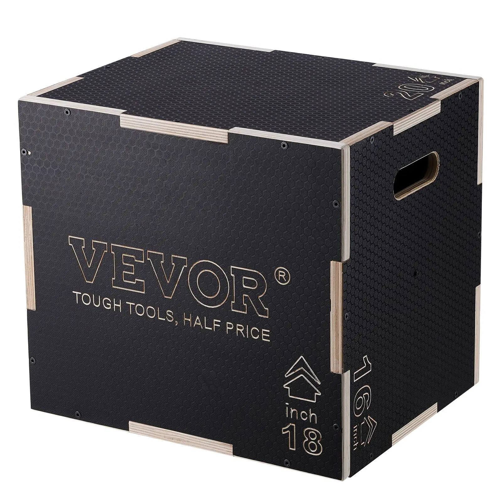 VEVOR 3 in 1 Plyometric Jump Box, TikTokShopBlackFriday, 20/18/16 Inch Wooden Plyo Box, Platform & Jumping Agility Box, Anti-Slip Fitness Exercise Step Up Box for Home Gym Training, Conditioning Strength Training, Black