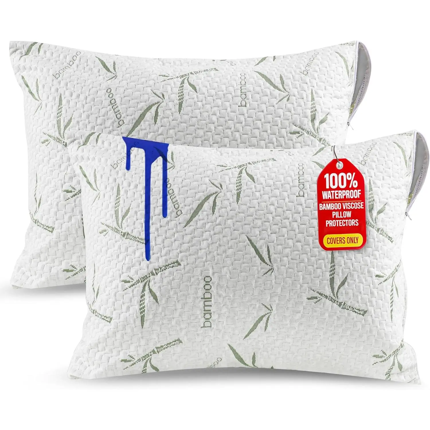 Pillow Protectors with Zipper  Size (2 Pack), Soft and Cooling  Viscose Pillow Covers, Bed  Proof Pillow Encasements 20 x 28 Inches