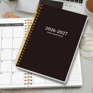1pc 2026-2027 Weekly And Monthly Academic Year Calendar Notebook, 2026 Jan - 2027 Dec, 5.7" X 8", A5 Monthly Planner Notebook With Notes Waterproof Cover, Personal Organizer, Office & School Supplies, Spiral Bound Planner