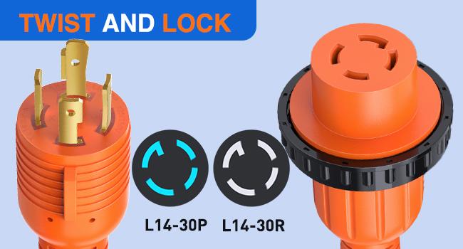 Nilight 30A 100FT Generator Extension Cord Power Inlet Box with Locking Connector 125/250V 7500W 10 Gauge STW ETL Listed 4 Prong L14-30P L14-30R Cable for RV Outdoor Use