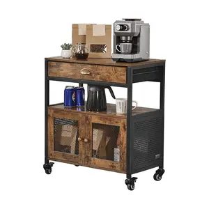 VEVOR Coffee Bar Cabinet, 24 Inch Farmhouse Coffee Bar Cabinet with Storage, Movable Coffee Bar Table with Wheels & Mesh Door, Sideboard Buffet Cabinet for Kitchen, Entryway