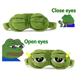 Funny Cute Frog Sleep Mask – 2 PCS 3D Contoured Blackout Eye Mask for Kids & Adults, Super Soft Plush Blindfold with Animal Design, Comfortable Sleep Mask for Travel & Napping