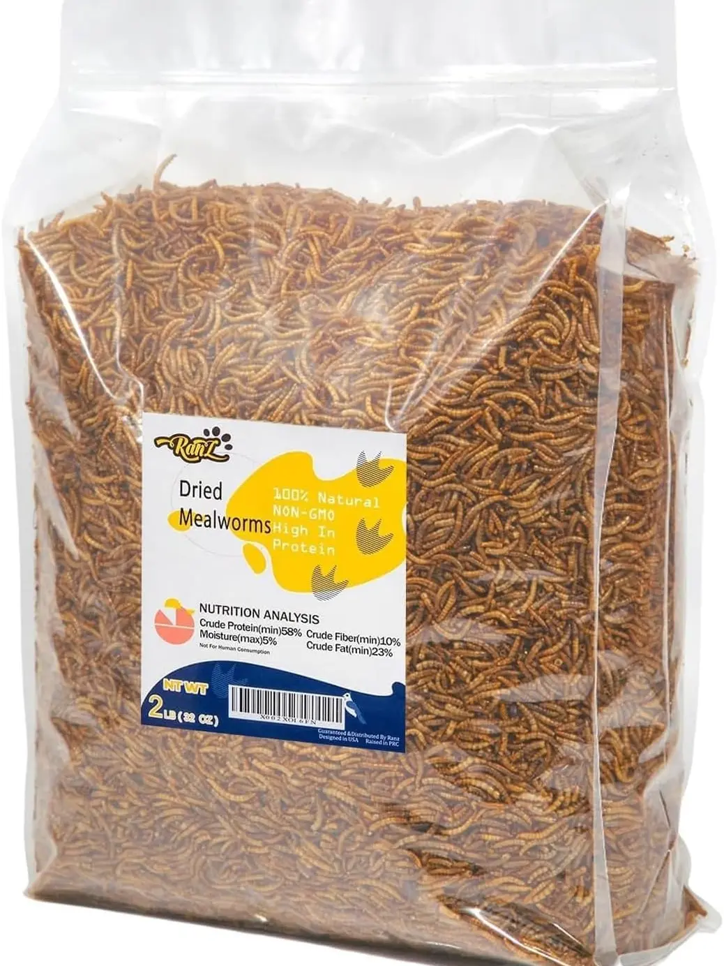 2LB Dried Mealworms for Chickens & Wild Birds, High Protein Poultry Treat