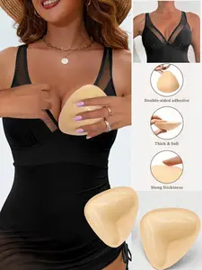Reusable Self-Adhesive Bra Pads, Waterproof Bikini Chest Pads, Thick Invisible Push-Up Inserts, 2 Pack, Ideal for Swimming, Bra Inserts Padding