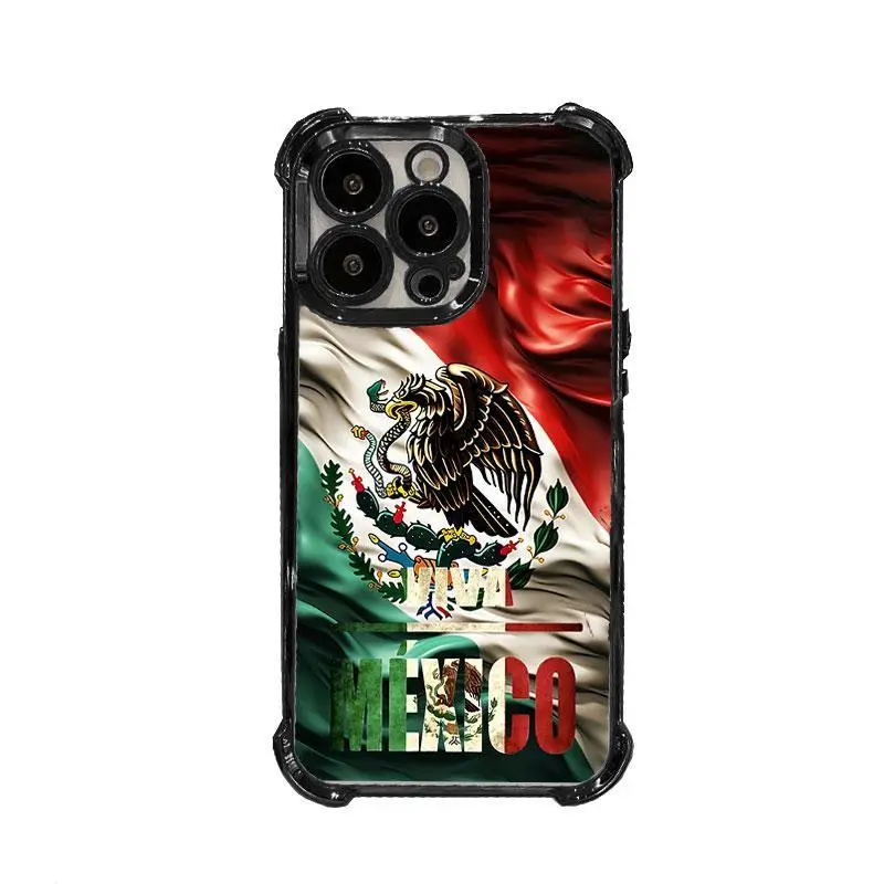 NganGee Viva Mexico Mexican Flag Eagle Emblem Printed TPU Phone Case - Shockproof, Protective, Slim, Reinforced Corner Casing with Camera Protection for iPhone 17/16/15/14/13/12 Pro Max Plus #YJYGSJDMXG1, Printing
