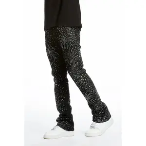 Raiden Black Rhinestone Stacked Fit Jean