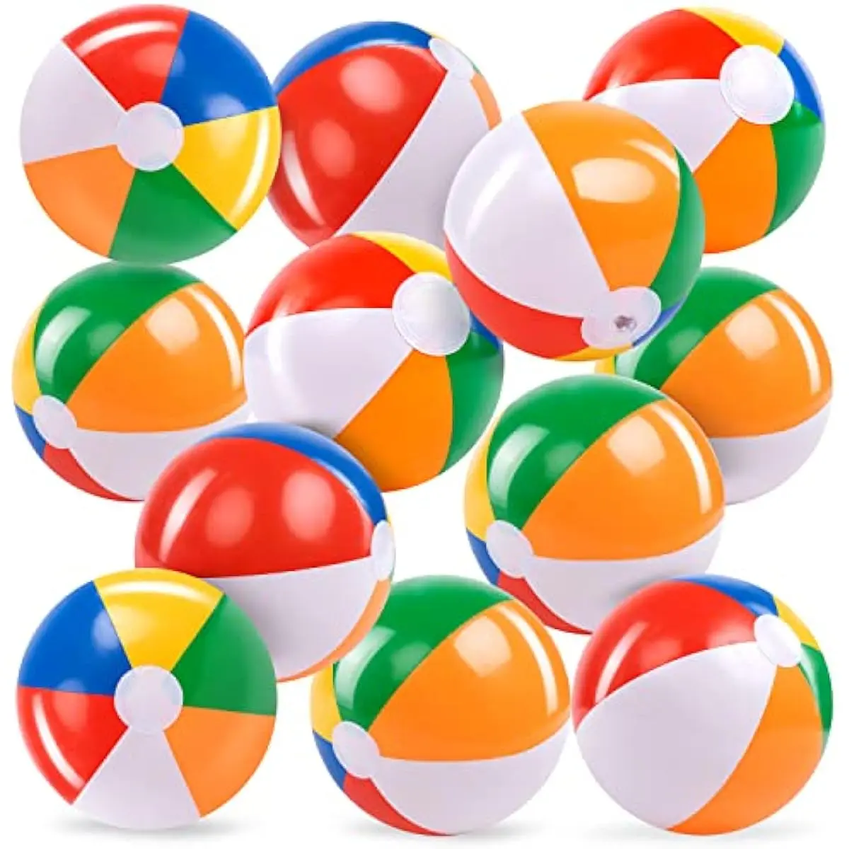 JOYIN 12-Pack 12 Beach Balls - Bulk Classic Beachball Inflatable Swimming Pool Toys for Games Adults Kids Birthday Party Supplies Combo Set, Rainbow Color Blow Up Luau Decorations Favors Gifts (12")DealsForYouDays