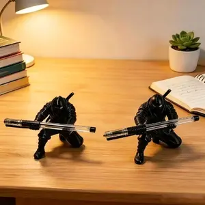 2 Piece Set Fashion Ninja Pen Holder, 3D Printed Samurai Model, Desktop Decorative Item, Unique Pen Stand, Office Accessories