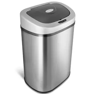 Nine Stars Automatic Trash Can, 21 Gallon Stainless Steel, Motion Sensor Hands Free Soft Close Lid Garbage Bin, Silver