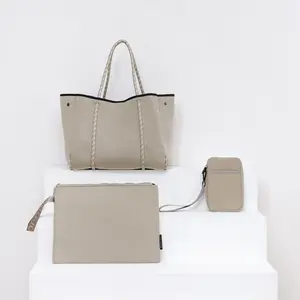 TAUPE TRAVEL SET: EVERYDAY TOTE + LAPTOP SLEEVE + PASSPORT WALLET