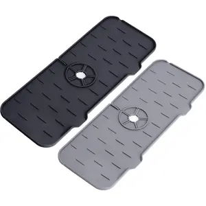 QPINGH 2Pcs Faucet Sink Splash Guard Silicone Faucet Handle Drip Catcher Tray Drying Mat Kitchen Guard Silicone Faucet Mat Sink Mat for Kitchen Bathroom