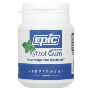 Epic Dental Xylitol Gum, Sugar Free, Peppermint, 50 Pieces
